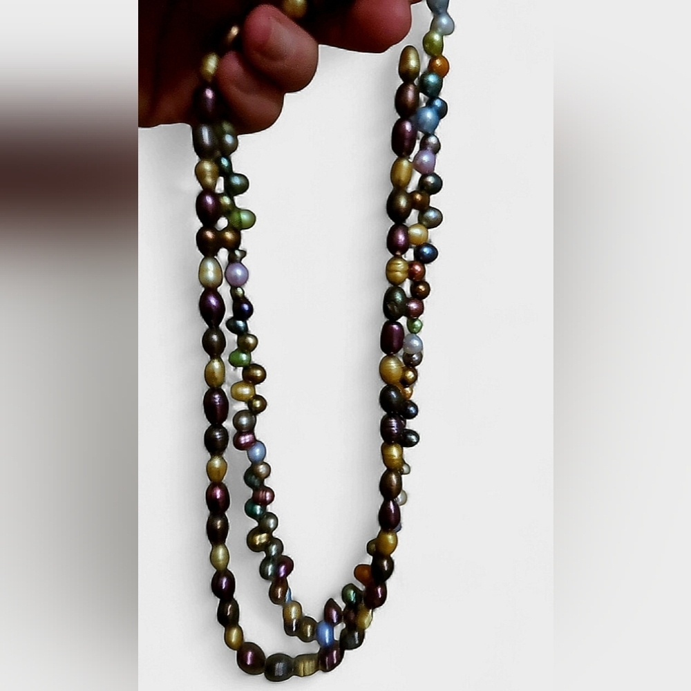 Baroque Multicolor Freshwater Pearl  Necklaces. Set Of 2